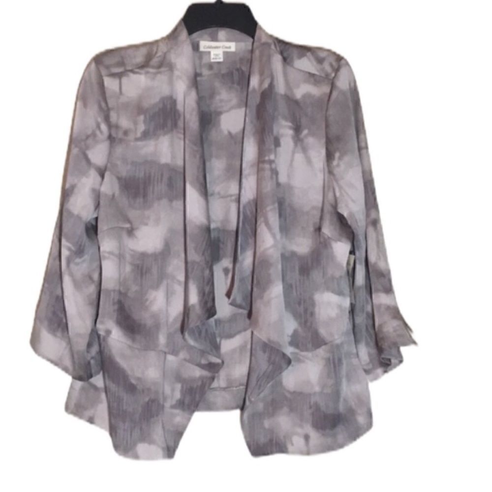 NWT L 14/16 waterfall open jacket gray silky